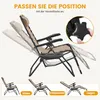 A beige foldable lounge chair shown in multiple positions, with a close-up of the adjustment knob. Produktbild-Vorschau