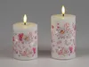 LED Kerze Rosendekor H. 12cm D. 7.5cm weiß bunt Wachs Produktbild-Vorschau 2