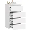 A white dresser with four drawers, some of which are partially open, against a white background. Produktbild-Vorschau
