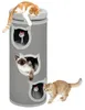 Katzenkratzfass 4 Etagen mit 3 Höhlen, Katzenturm Produktbild-Vorschau 2