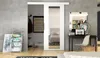 A modern bedroom with a sliding door, desk, and ladder. Náhled obrázku produktu