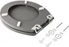 A toilet seat and its mounting hardware are displayed against a white background. Produktbild-Vorschau