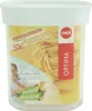 A clear, well-lit product shot of a food storage container filled with pasta, featuring prominent branding and descriptive text. Anteprima dell’immagine prodotto