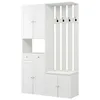 A white entryway furniture set with cabinets, drawers, a bench, and coat hooks. Anteprima dell’immagine prodotto