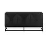 A black sideboard with a geometric pattern on its doors, shown from the front on a white background. Voir les images du produit