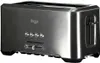A stainless steel four-slice toaster is shown from a front-side angle against a white background. Produktbild-Vorschau