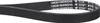 A close-up, angled view of a black ribbed belt with white text printed on it. Produktbild-Vorschau