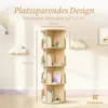 A wooden rotating bookshelf filled with children's books and toys, displayed in a room with decorative clouds and a hot air balloon. Produktbild-Vorschau