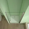 A top-down view of a shower enclosure with a white shower tray and glass doors. Produktbild-Vorschau