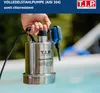 A hand holding a submersible pump over a pool. Produktbild-Vorschau