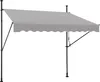 A gray retractable awning with black metal support poles and a crank mechanism, shown against a white background. Náhľad obrázku produktu