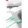 A close-up shot of two mint green USB cables plugged into a laptop and a smartphone. Produktbild-Vorschau