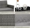 A collage of images showcasing details of a rattan garden set. Produktbild-Vorschau
