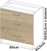 A technical drawing of a kitchen cabinet with dimensions. Náhľad obrázku produktu