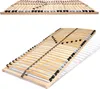 Two views of a wooden slatted bed base against a white background. Produktbild-Vorschau
