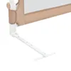A close-up view of the corner of a bed rail, showing the white plastic support structure and tan fabric. Produktbild-Vorschau