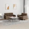 The Living Store 2-tlg. Sofagarnitur mit Kissen Braun Stoff Produktbild-Vorschau 2