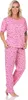 Damen Pyjama 2tlg. lange Hose Shirt in kurzen Ärmeln; Produktbild-Vorschau 3