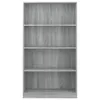 vidaXL Bücherregal 4 Fächer Grau Sonoma 80x24x142 cm Produktbild-Vorschau 4