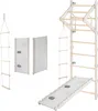 A collection of indoor playground equipment, including a climbing wall, slide, and rope ladder, displayed against a white background. Voir les images du produit