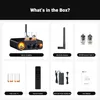 A collage of product components and accessories for an audio amplifier, presented as a 'What's in the Box' guide. Produktbild-Vorschau