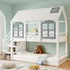 MODFU Etagenbett Kinderbett 90x200cm mit Dach und Fenster, Produktbild-Vorschau 1