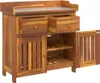 A wooden garden cabinet with two drawers and two doors, set against a white background. Produktbild-Vorschau