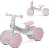 A gray and pink balance bike for toddlers is shown from two angles against a white background. Náhľad obrázku produktu