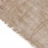 A close-up, angled view of a piece of burlap fabric with frayed edges, set against a white background. Produktbild-Vorschau