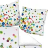 A collection of bedding items with a colorful polka dot pattern. Produktbild-Vorschau