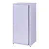 A light purple metal cabinet with a single door. Voir les images du produit