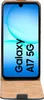 A flip case for a Samsung Galaxy A17 5G phone is shown in an open position, displaying the phone's screen with text. Produktbild-Vorschau
