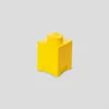 A yellow LEGO storage brick is shown against a plain light gray background. Produktbild-Vorschau