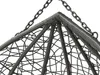 A close-up view of the top corner of a hanging chair, showing the woven material and the chain for suspension. Náhled obrázku produktu