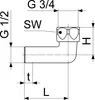 JS ANSCHLUSSBOGEN DN15,1/2"AG x 3/4"IG,VERCHROMT Náhled obrázku produktu 2