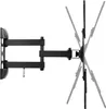 A black articulating TV wall mount is shown against a white background. The mount is extended and angled, with ghosted images showing its range of motion. Náhled obrázku produktu