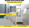 Collage showing different installation methods for a handrail: vertical in a bathroom, inclined on stairs, and horizontal in a bathroom. Anteprima dell’immagine prodotto