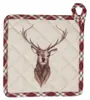 Clayre & Eef Topflappen 20x20 cm Beige Rot Baumwolle Hirsch Produktbild-Vorschau 1