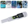 A digital salinity tester is shown in the foreground, with a collage of images related to water quality in the background. Podgląd zdjęcia produktu