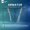 A marketing image showing two different water flow settings from a kitchen faucet. Produktbild-Vorschau