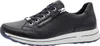 A side view of a black leather sneaker with a white sole and blue accents. Náhľad obrázku produktu