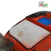 Close-up view of a vacuum cleaner bag inside an orange vacuum cleaner. Náhled obrázku produktu