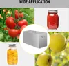 A collage of images showing tomatoes on the vine, a jar of tomato sauce, a jar of canned peaches, and peaches on a tree, with a central image of a stainless steel canning pot. Podgląd zdjęcia produktu