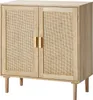 A light wood cabinet with woven rattan doors and wooden legs, presented against a white background. Anteprima dell’immagine prodotto
