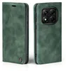 A green flip cover case for a smartphone is shown from two angles. Produktbild-Vorschau