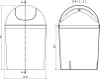 Technical drawings of a white plastic trash can with a lid. Náhled obrázku produktu