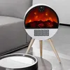 A modern electric fireplace heater is placed in a living room setting next to a sofa and a coffee table. Produktbild-Vorschau
