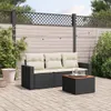 4-tlg. Garten-Sofagarnitur mit Kissen Schwarz Poly Rattan Produktbild-Vorschau 2