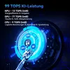 A futuristic graphic illustrating AI processing power with text overlays. Produktbild-Vorschau