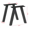 Two black metal table legs are shown with dimensions indicated by red lines and text. Podgląd zdjęcia produktu